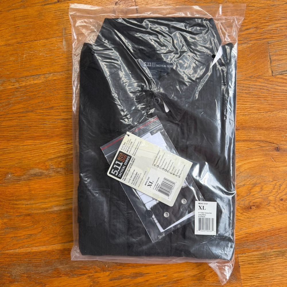 5.11 Tactical Mens Shirt 72157 Long Sleeve Button Up Black XL Extra Large NWT